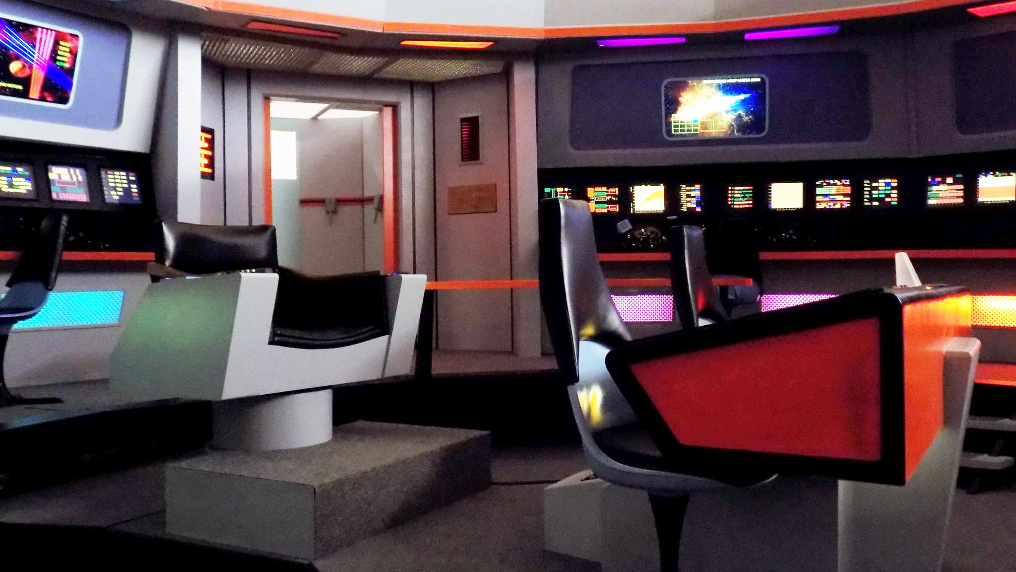 The reconstructed set of the U.S.S. Enterprise bridge from Star Trek